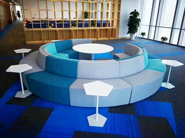 Commercial workspace project, semi-circular modular booth sofa set for office group discussion area