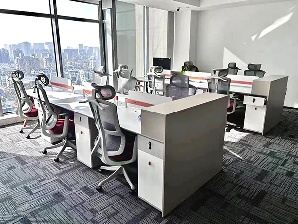 Commercial open office project, mesh ergonomic office chairs for employee workstation in high rise office
