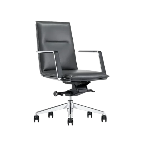 black-leather-mid-back-conference-chair