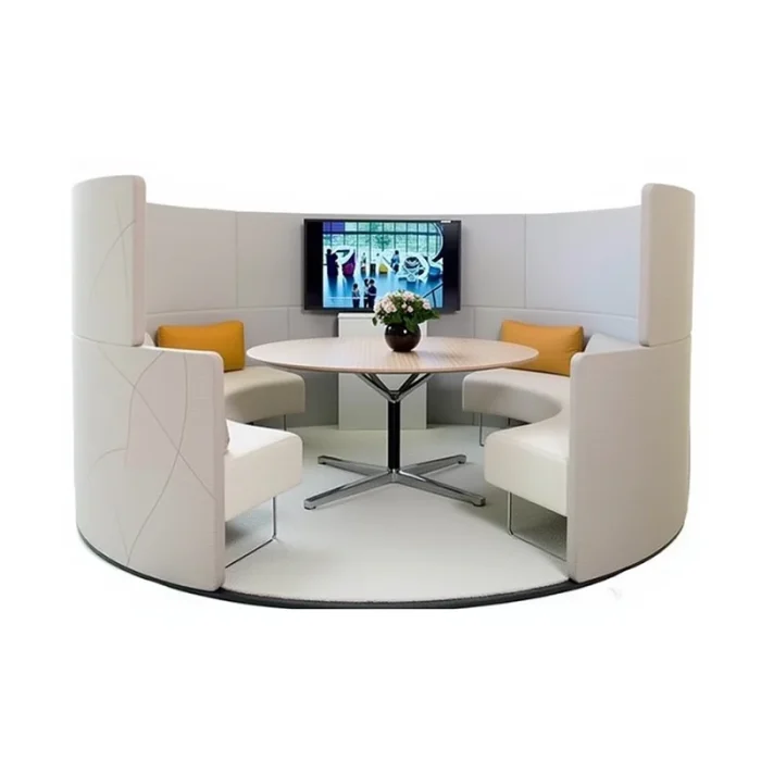 circular-meeting-pod-with-tv-screen-white-interior