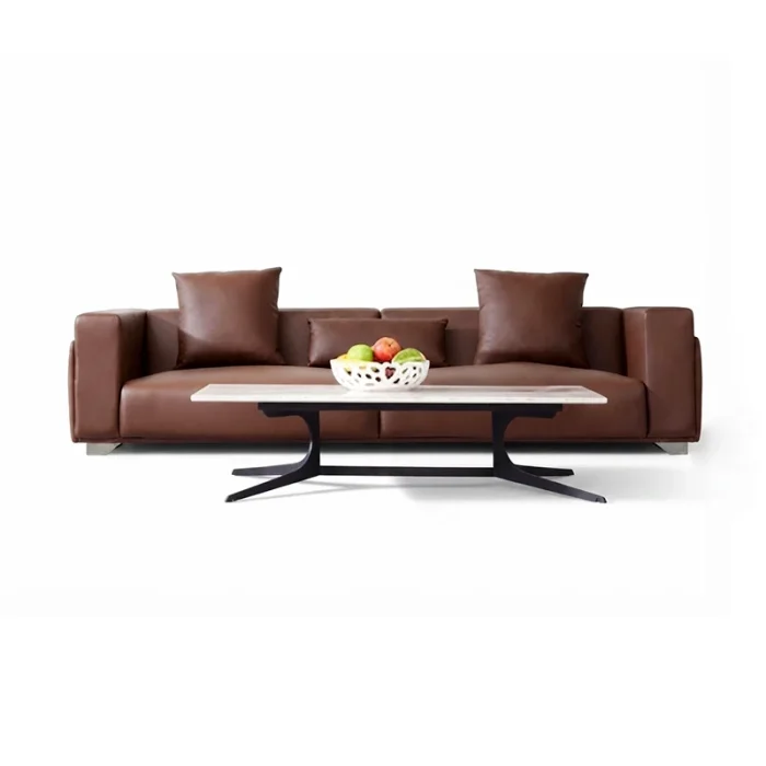 commercial-brown-leather-couch-with-pillows