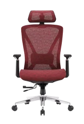 KEPO-SPACE red high-back ergonomic mesh office chair with headrest, adjustable armrest and chrome base