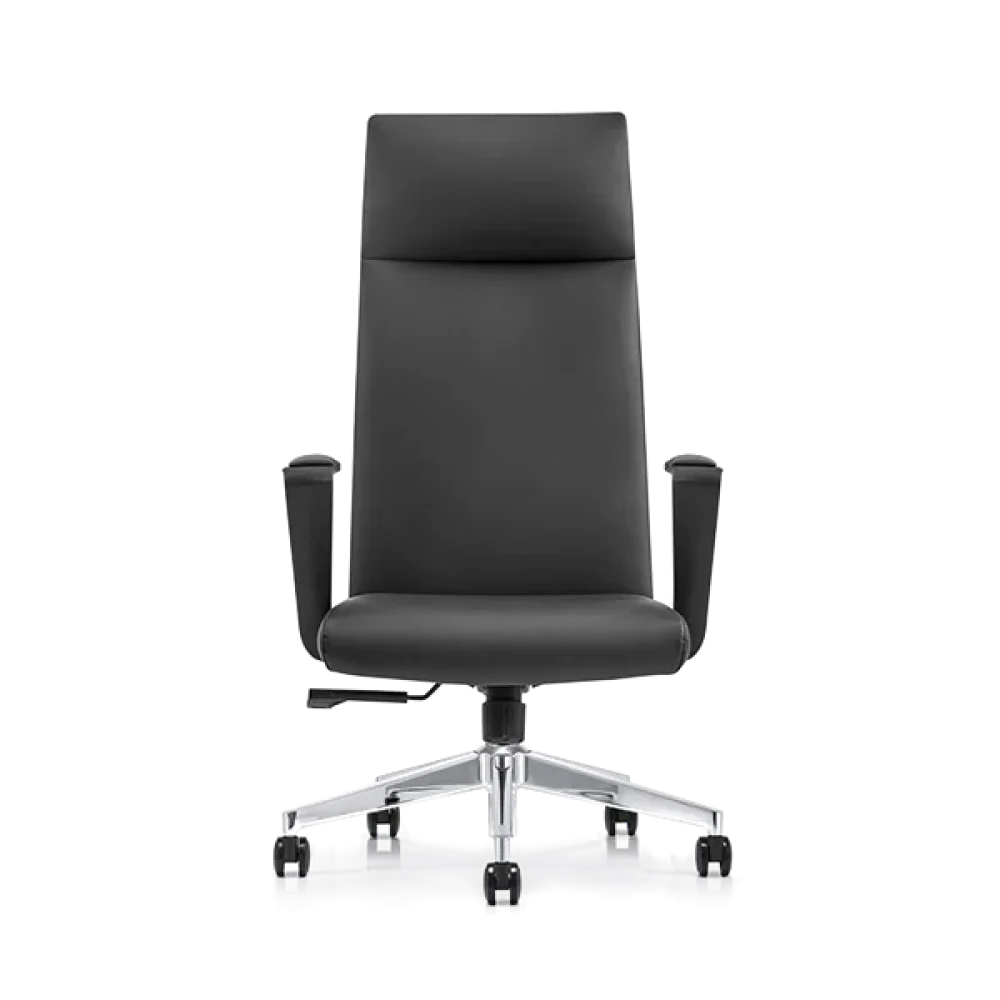 Black high back leather executive office chair, modern simple design for manager office workspace