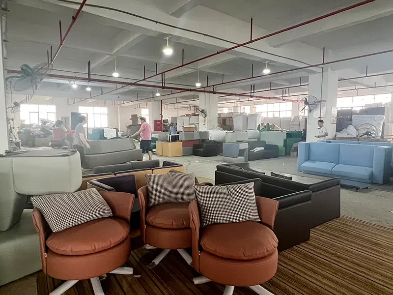 Office sofa and leisure chair semi-finished products in KEPO-SPACE foshan manufacturing workshop