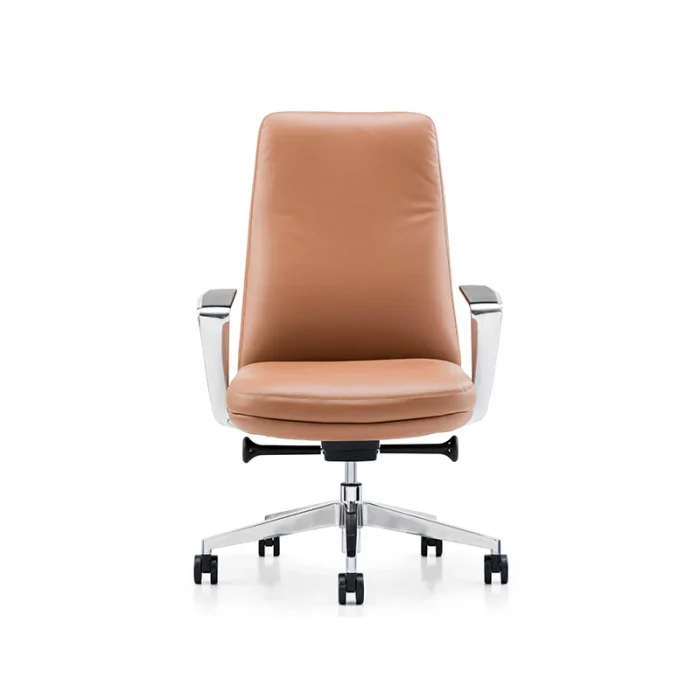 stylish-tan-leather-office-chair-front-view
