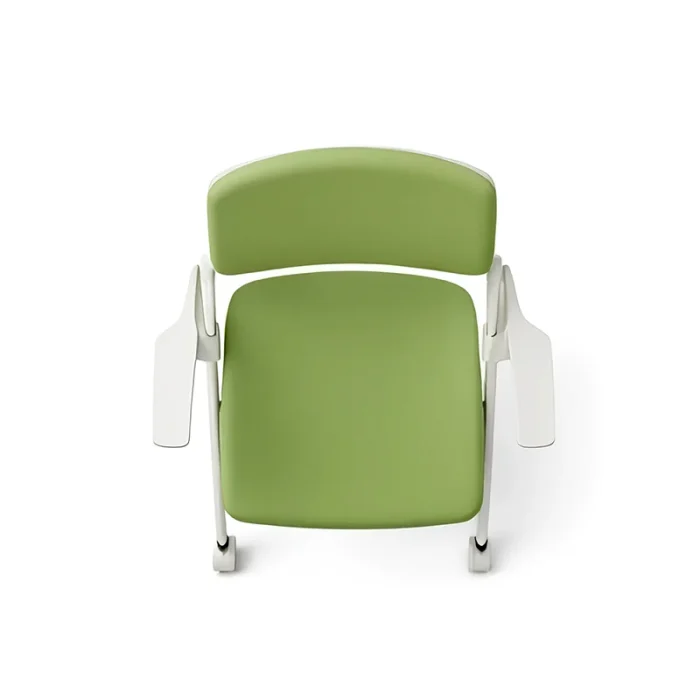 white-frame-training-chair-green-fabric